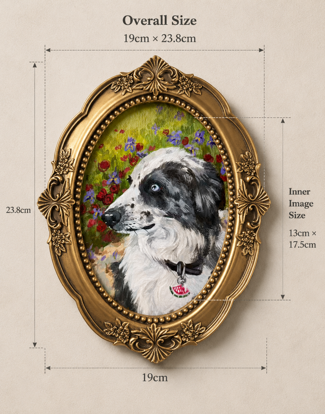Custom Pet Portrait Ornate Oval Frame