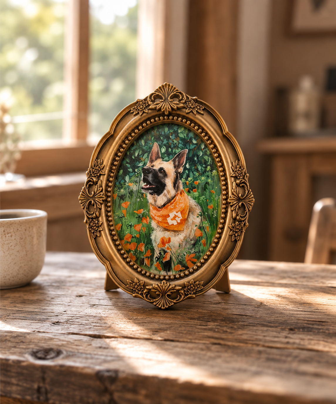 Custom Pet Portrait Ornate Oval Frame
